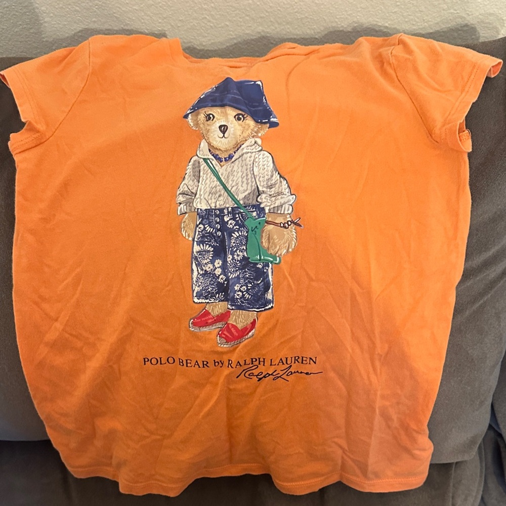 Ralph Lauren Kids Orange Polo Bear Tee